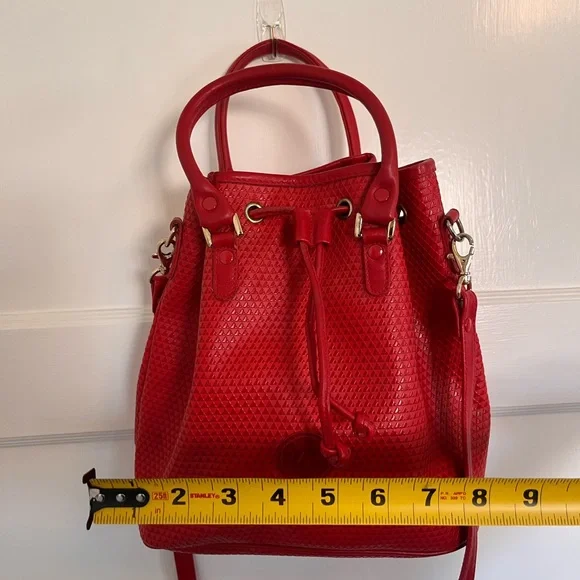 Vintage Liz Claiborne signature red drawstring bucket - Picture 5 of 9